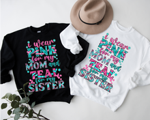 Load image into Gallery viewer, I Wear Pink for Mom & Teal for My Sister