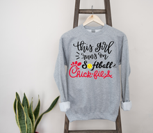 Load image into Gallery viewer, This Girl Runs on Softball & Chick-Fil-A Sweatshirt