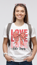 Load image into Gallery viewer, Love Love Love Like Jesus Coquette Bow