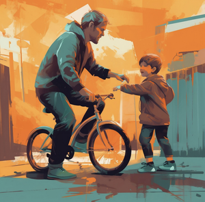Graffiti Art Riding A Bike Dad