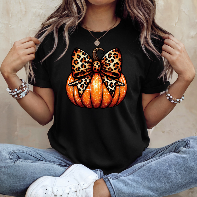 Leopard Print Pumpkin Bow