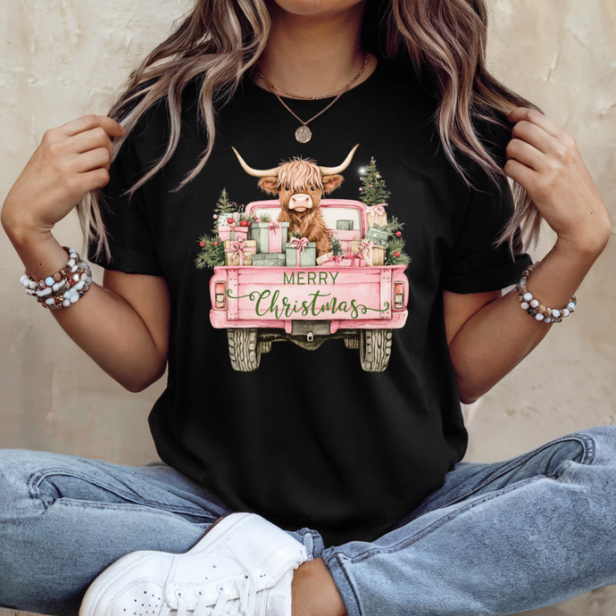 Highland Cow Christmas Truck