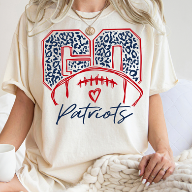 Go Patriots Leopard Football Tee