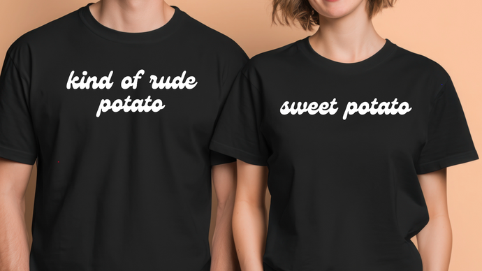Potato Pal Matching T-Shirts Italics White (Sweet Potato)
