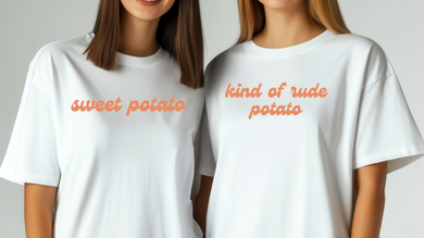 Potato Pal Matching T-Shirts Italics Orange (Kind of Rude Potato)