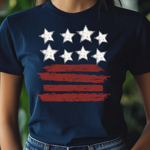 Distressed American Flag White Stars