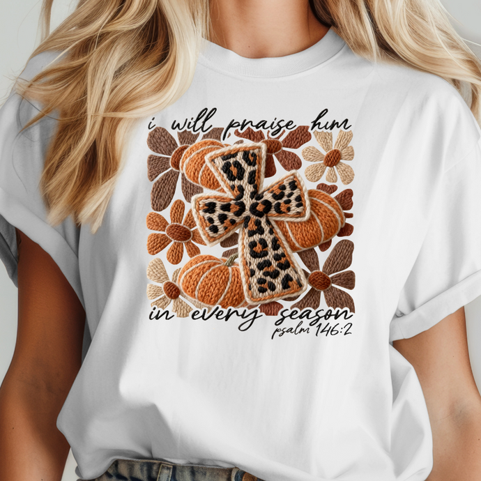 🍂 Seasonal Praise Knit Cross T-Shirt 🐆