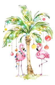 Christmas Flamingos & Palm Tree Lights